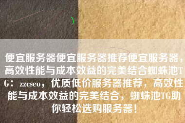 便宜服务器便宜服务器推荐便宜服务器，高效性能与成本效益的完美结合蜘蛛池TG：zzcseo，优质低价服务器推荐，高效性能与成本效益的完美结合，蜘蛛池TG助你轻松选购服务器！