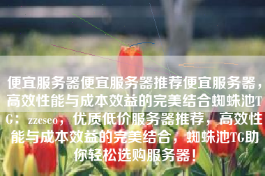 便宜服务器便宜服务器推荐便宜服务器，高效性能与成本效益的完美结合蜘蛛池TG：zzcseo，优质低价服务器推荐，高效性能与成本效益的完美结合，蜘蛛池TG助你轻松选购服务器！