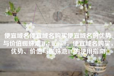 便宜域名便宜域名购买便宜域名的优势与价值蜘蛛池TG：zzcseo，便宜域名购买，优势、价值与蜘蛛池TG的使用指南