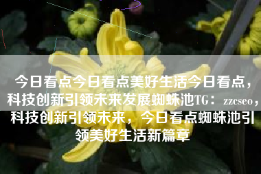 今日看点今日看点美好生活今日看点，科技创新引领未来发展蜘蛛池TG：zzcseo，科技创新引领未来，今日看点蜘蛛池引领美好生活新篇章