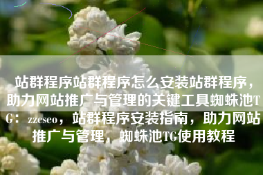 站群程序站群程序怎么安装站群程序，助力网站推广与管理的关键工具蜘蛛池TG：zzcseo，站群程序安装指南，助力网站推广与管理，蜘蛛池TG使用教程
