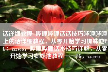 话详细教程_哔哩哔哩话话技巧哔哩哔哩上的话详细教程，从零开始学习蜘蛛池TG：zzcseo，哔哩哔哩话术技巧详解，从零开始学习蜘蛛池教程——TG，zzcseo