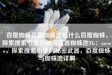 百度蜘蛛百度蜘蛛池是什么百度蜘蛛，探索搜索引擎的秘密武器蜘蛛池TG：zzcseo，探索搜索引擎的秘密武器，百度蜘蛛与蜘蛛池详解