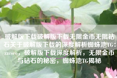 破解版下载破解版下载无限金币无限钻石关于破解版下载的深度解析蜘蛛池TG：zzcseo，破解版下载深度解析，无限金币与钻石的秘密，蜘蛛池TG揭秘