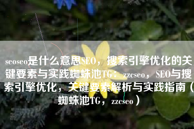 seoseo是什么意思SEO，搜索引擎优化的关键要素与实践蜘蛛池TG：zzcseo，SEO与搜索引擎优化，关键要素解析与实践指南（蜘蛛池TG，zzcseo）