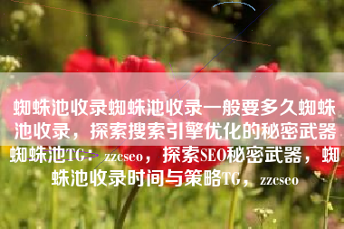 蜘蛛池收录蜘蛛池收录一般要多久蜘蛛池收录，探索搜索引擎优化的秘密武器蜘蛛池TG：zzcseo，探索SEO秘密武器，蜘蛛池收录时间与策略TG，zzcseo