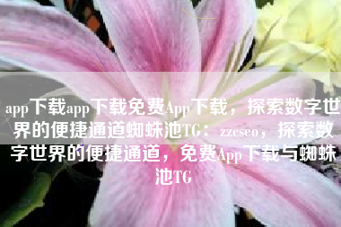 app下载app下载免费App下载，探索数字世界的便捷通道蜘蛛池TG：zzcseo，探索数字世界的便捷通道，免费App下载与蜘蛛池TG