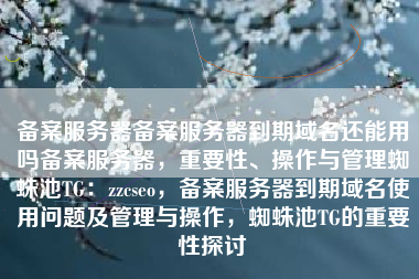 备案服务器备案服务器到期域名还能用吗备案服务器，重要性、操作与管理蜘蛛池TG：zzcseo，备案服务器到期域名使用问题及管理与操作，蜘蛛池TG的重要性探讨