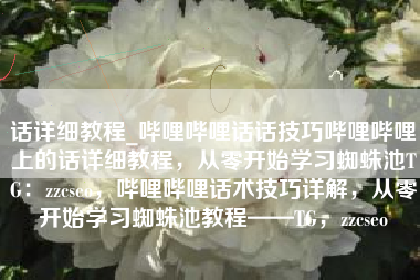 话详细教程_哔哩哔哩话话技巧哔哩哔哩上的话详细教程，从零开始学习蜘蛛池TG：zzcseo，哔哩哔哩话术技巧详解，从零开始学习蜘蛛池教程——TG，zzcseo