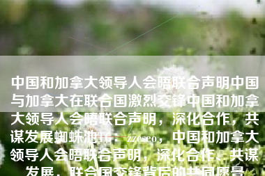 中国和加拿大领导人会晤联合声明中国与加拿大在联合国激烈交锋中国和加拿大领导人会晤联合声明，深化合作，共谋发展蜘蛛池TG：zzcseo，中国和加拿大领导人会晤联合声明，深化合作、共谋发展，联合国交锋背后的共同愿景