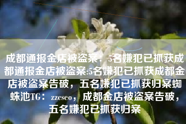 成都通报金店被盗案：5名嫌犯已抓获成都通报金店被盗案:5名嫌犯已抓获成都金店被盗案告破，五名嫌犯已抓获归案蜘蛛池TG：zzcseo，成都金店被盗案告破，五名嫌犯已抓获归案