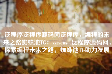 泛程序泛程序源码网泛程序，编程的未来之路蜘蛛池TG：zzcseo，泛程序源码网，探索编程未来之路，蜘蛛池TG助力发展