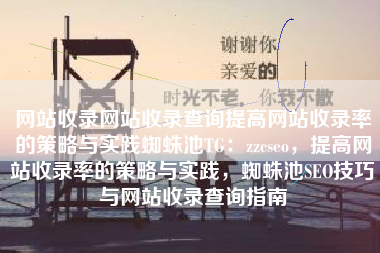 网站收录网站收录查询提高网站收录率的策略与实践蜘蛛池TG：zzcseo，提高网站收录率的策略与实践，蜘蛛池SEO技巧与网站收录查询指南