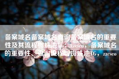 备案域名备案域名查询备案域名的重要性及其流程蜘蛛池TG：zzcseo，备案域名的重要性、查询流程与蜘蛛池TG，zzcseo