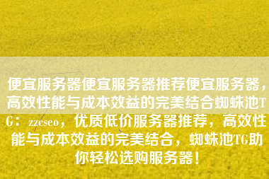 便宜服务器便宜服务器推荐便宜服务器，高效性能与成本效益的完美结合蜘蛛池TG：zzcseo，优质低价服务器推荐，高效性能与成本效益的完美结合，蜘蛛池TG助你轻松选购服务器！