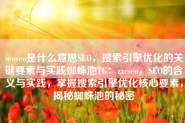 seoseo是什么意思SEO，搜索引擎优化的关键要素与实践蜘蛛池TG：zzcseo，SEO的含义与实践，掌握搜索引擎优化核心要素，揭秘蜘蛛池的秘密