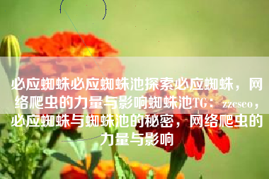 必应蜘蛛必应蜘蛛池探索必应蜘蛛，网络爬虫的力量与影响蜘蛛池TG：zzcseo，必应蜘蛛与蜘蛛池的秘密，网络爬虫的力量与影响