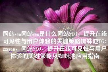 网站seo网站seo是什么网站SEO，提升在线可见性与用户体验的关键策略蜘蛛池TG：zzcseo，网站SEO，提升在线可见性与用户体验的关键策略及蜘蛛池应用指南