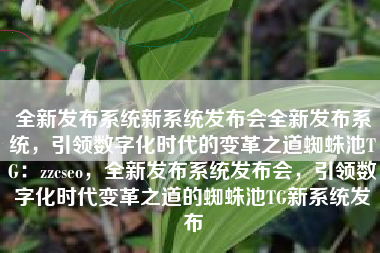 全新发布系统新系统发布会全新发布系统，引领数字化时代的变革之道蜘蛛池TG：zzcseo，全新发布系统发布会，引领数字化时代变革之道的蜘蛛池TG新系统发布