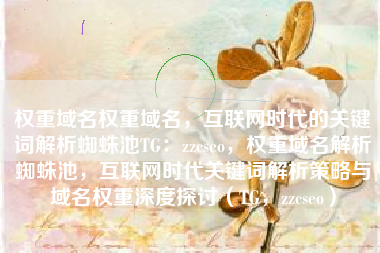 权重域名权重域名，互联网时代的关键词解析蜘蛛池TG：zzcseo，权重域名解析蜘蛛池，互联网时代关键词解析策略与域名权重深度探讨（TG，zzcseo）
