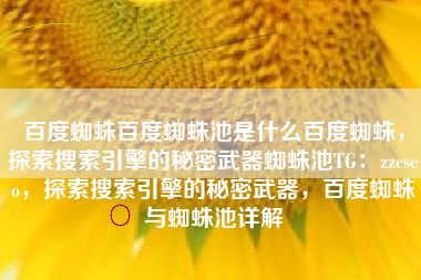 百度蜘蛛百度蜘蛛池是什么百度蜘蛛，探索搜索引擎的秘密武器蜘蛛池TG：zzcseo，探索搜索引擎的秘密武器，百度蜘蛛与蜘蛛池详解