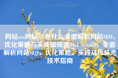 网站seo网站seo是什么全面解析网站SEO，优化策略与实践蜘蛛池TG：zzcseo，全面解析网站SEO，优化策略、实践及蜘蛛池技术指南