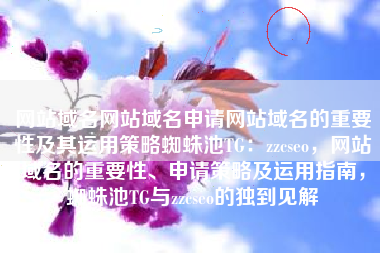 网站域名网站域名申请网站域名的重要性及其运用策略蜘蛛池TG：zzcseo，网站域名的重要性、申请策略及运用指南，蜘蛛池TG与zzcseo的独到见解