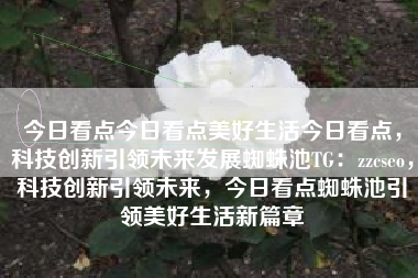 今日看点今日看点美好生活今日看点，科技创新引领未来发展蜘蛛池TG：zzcseo，科技创新引领未来，今日看点蜘蛛池引领美好生活新篇章