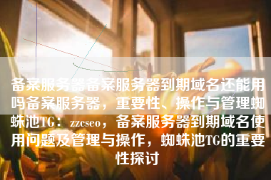 备案服务器备案服务器到期域名还能用吗备案服务器，重要性、操作与管理蜘蛛池TG：zzcseo，备案服务器到期域名使用问题及管理与操作，蜘蛛池TG的重要性探讨