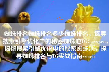 蜘蛛排名蜘蛛排名多少蜘蛛排名，探寻搜索引擎优化中的秘密蜘蛛池TG：zzcseo，揭秘搜索引擎优化中的秘密蜘蛛池，探寻蜘蛛排名与TG实战指南zzcseo