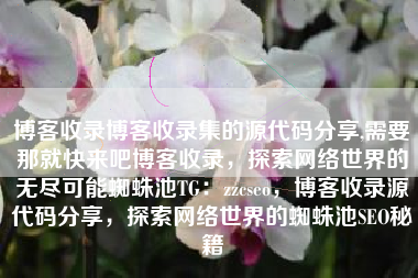 博客收录博客收录集的源代码分享,需要那就快来吧博客收录，探索网络世界的无尽可能蜘蛛池TG：zzcseo，博客收录源代码分享，探索网络世界的蜘蛛池SEO秘籍