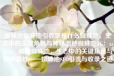 蜘蛛池蜘蛛池引收录是什么蜘蛛池，生态中的关键角色与神秘面纱蜘蛛池TG：zzcseo，揭秘蜘蛛池，生态中的关键角色与神秘面纱——蜘蛛池SEO引流与收录之道