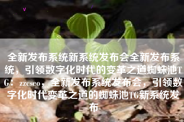全新发布系统新系统发布会全新发布系统，引领数字化时代的变革之道蜘蛛池TG：zzcseo，全新发布系统发布会，引领数字化时代变革之道的蜘蛛池TG新系统发布
