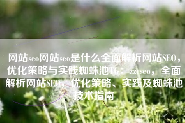 网站seo网站seo是什么全面解析网站SEO，优化策略与实践蜘蛛池TG：zzcseo，全面解析网站SEO，优化策略、实践及蜘蛛池技术指南