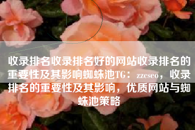 收录排名收录排名好的网站收录排名的重要性及其影响蜘蛛池TG：zzcseo，收录排名的重要性及其影响，优质网站与蜘蛛池策略