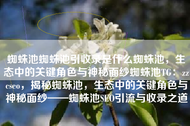 蜘蛛池蜘蛛池引收录是什么蜘蛛池，生态中的关键角色与神秘面纱蜘蛛池TG：zzcseo，揭秘蜘蛛池，生态中的关键角色与神秘面纱——蜘蛛池SEO引流与收录之道