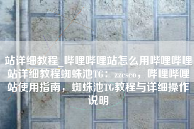 站详细教程_哔哩哔哩站怎么用哔哩哔哩站详细教程蜘蛛池TG：zzcseo，哔哩哔哩站使用指南，蜘蛛池TG教程与详细操作说明