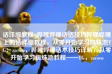 话详细教程_哔哩哔哩话话技巧哔哩哔哩上的话详细教程，从零开始学习蜘蛛池TG：zzcseo，哔哩哔哩话术技巧详解，从零开始学习蜘蛛池教程——TG，zzcseo