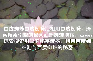 百度蜘蛛百度蜘蛛池租用百度蜘蛛，探索搜索引擎的秘密武器蜘蛛池TG：zzcseo，探索搜索引擎的秘密武器，租用百度蜘蛛池与百度蜘蛛的秘密