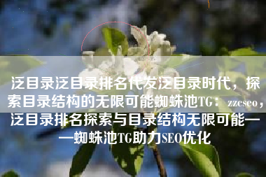 泛目录泛目录排名代发泛目录时代，探索目录结构的无限可能蜘蛛池TG：zzcseo，泛目录排名探索与目录结构无限可能——蜘蛛池TG助力SEO优化