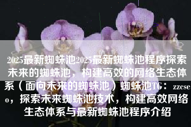 2025最新蜘蛛池2025最新蜘蛛池程序探索未来的蜘蛛池，构建高效的网络生态体系（面向未来的蜘蛛池）蜘蛛池TG：zzcseo，探索未来蜘蛛池技术，构建高效网络生态体系与最新蜘蛛池程序介绍
