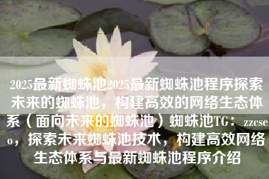2025最新蜘蛛池2025最新蜘蛛池程序探索未来的蜘蛛池，构建高效的网络生态体系（面向未来的蜘蛛池）蜘蛛池TG：zzcseo，探索未来蜘蛛池技术，构建高效网络生态体系与最新蜘蛛池程序介绍