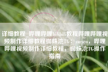 详细教程_哔哩哔哩bilibili教程哔哩哔哩视频制作详细教程蜘蛛池TG：zzcseo，哔哩哔哩视频制作详细教程，蜘蛛池TG操作指南