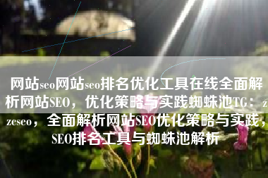 网站seo网站seo排名优化工具在线全面解析网站SEO，优化策略与实践蜘蛛池TG：zzcseo，全面解析网站SEO优化策略与实践，SEO排名工具与蜘蛛池解析