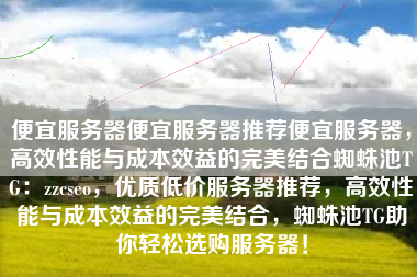 便宜服务器便宜服务器推荐便宜服务器，高效性能与成本效益的完美结合蜘蛛池TG：zzcseo，优质低价服务器推荐，高效性能与成本效益的完美结合，蜘蛛池TG助你轻松选购服务器！