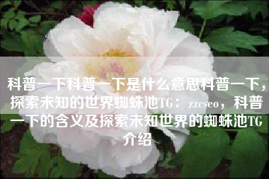 科普一下科普一下是什么意思科普一下，探索未知的世界蜘蛛池TG：zzcseo，科普一下的含义及探索未知世界的蜘蛛池TG介绍