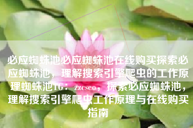 必应蜘蛛池必应蜘蛛池在线购买探索必应蜘蛛池，理解搜索引擎爬虫的工作原理蜘蛛池TG：zzcseo，探索必应蜘蛛池，理解搜索引擎爬虫工作原理与在线购买指南