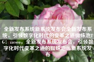 全新发布系统新系统发布会全新发布系统，引领数字化时代的变革之道蜘蛛池TG：zzcseo，全新发布系统发布会，引领数字化时代变革之道的蜘蛛池TG新系统发布