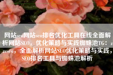 网站seo网站seo排名优化工具在线全面解析网站SEO，优化策略与实践蜘蛛池TG：zzcseo，全面解析网站SEO优化策略与实践，SEO排名工具与蜘蛛池解析