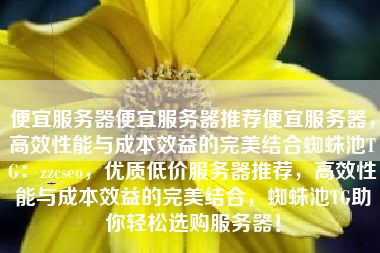 便宜服务器便宜服务器推荐便宜服务器，高效性能与成本效益的完美结合蜘蛛池TG：zzcseo，优质低价服务器推荐，高效性能与成本效益的完美结合，蜘蛛池TG助你轻松选购服务器！